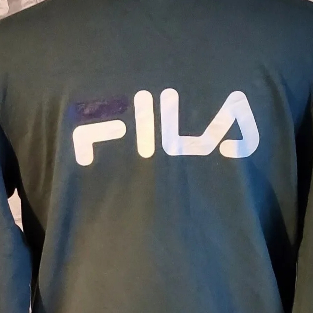 Vtg Fila Khaki Green lightweight Sweatshirt Sweater Top Jumper S 36" - Picture 4 of 6